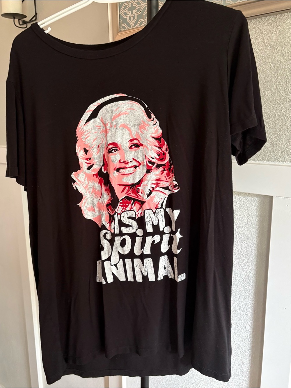 Dolly Parton “Is My Spirit Animal” Graphic Tee Black Short Sleeve Women’s Top